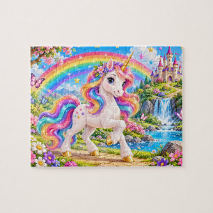 Einhorn-Fantasy mit Regenbogen Puzzle