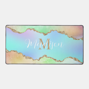 Einhorn Farben Pastell Regenbogen Monogramm Schrei Schreibtischunterlage