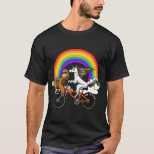 Einhorn Faultier Fahrrad fahren T-Shirt