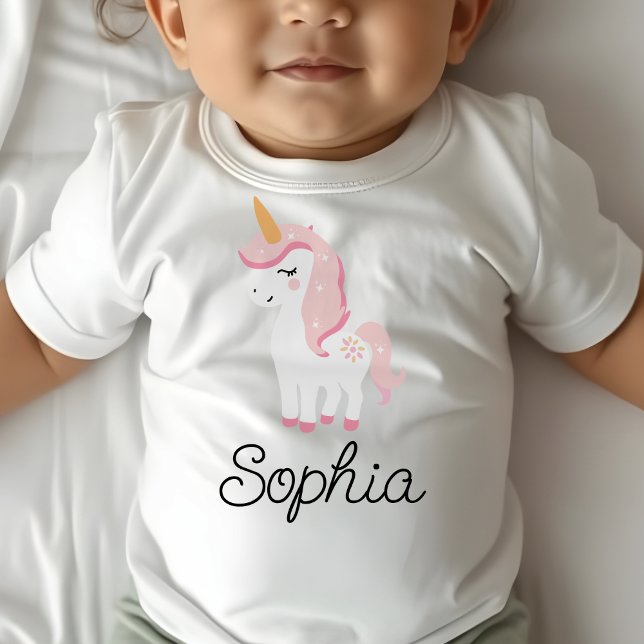 Einhorn, Fee, Magie - Individuelle Name Baby T-shirt (Von Creator hochgeladen)