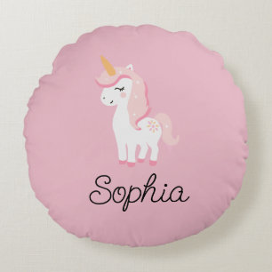 Einhorn, Fee, Magie - Individuelle Name Rundes Kissen