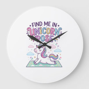 Einhorn Finde mich im Einhorn-Pose-Druck Fertig-PO Große Wanduhr