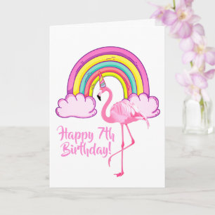 Einhorn Flamingo Magischer Regenbogen Mädchen 7. G Karte