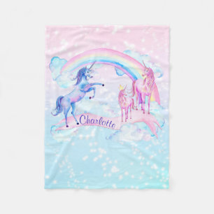 Einhorn-Fleece-Decke mit personalisiertem Pastell- Fleecedecke