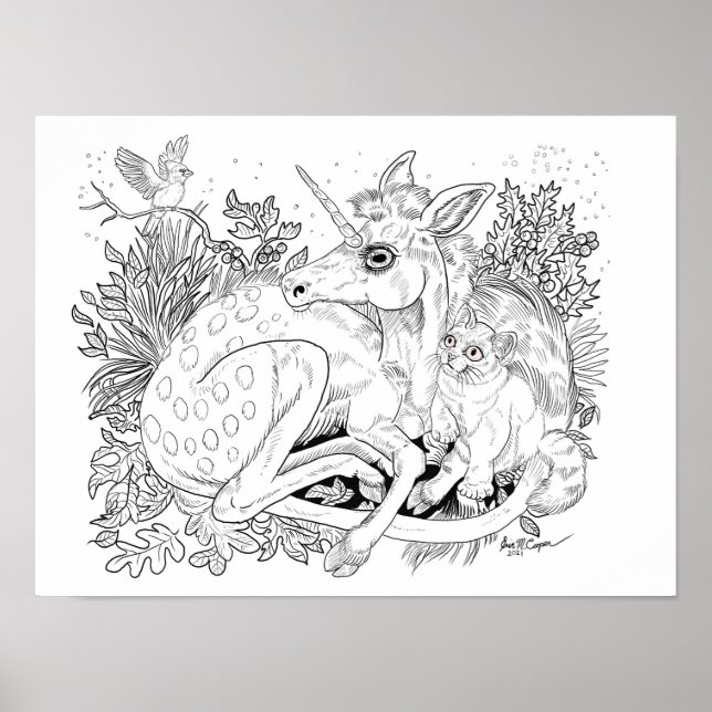 Einhorn Foal Enchanted Friends Coloring Page Poster (Vorne)