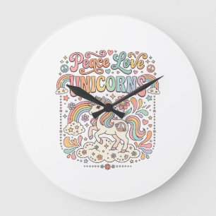 Einhorn Frieden Liebe Einhörner Süßes Vektordesign Große Wanduhr