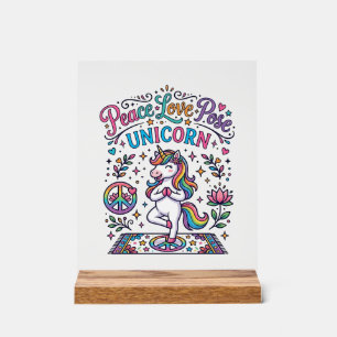 Einhorn Frieden Liebe Pose Einhorn Weißer Hintergr Acrylschild