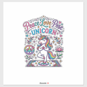 Einhorn Frieden Liebe Pose Einhorn Weißer Hintergr Aufkleber