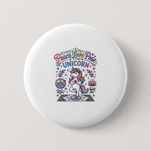 Einhorn Frieden Liebe Pose Einhorn Weißer Hintergr Button (Vorderseite)