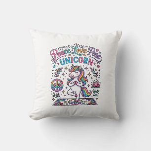 Einhorn Frieden Liebe Pose Einhorn Weißer Hintergr Kissen