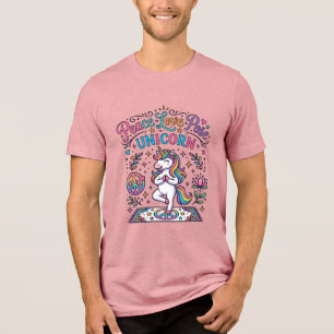 Einhorn Frieden Liebe Pose Einhorn Weißer Hintergr Tri-Blend Shirt