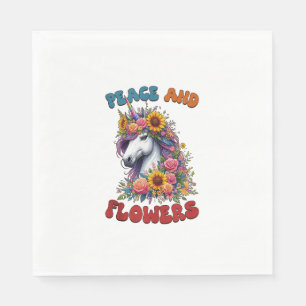 Einhorn Frieden und Blume Blumenkronenpfeife Blume Serviette