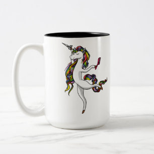 Einhorn-Friseurhairstylist-magische Mode Zweifarbige Tasse