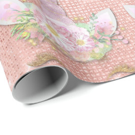 Einhorn Funkelnd Glitzer Pink Gold Floral Girly Geschenkpapier