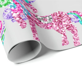 Einhorn Funkelnd Glitzer Rosa Fairly Silver Glam Geschenkpapier