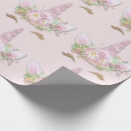 Einhorn Funkelnd Glitzer Rosa Goldblütenpastel Geschenkpapier