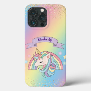 Einhorn & funkelnder Regenbogen mit goldenem Glitt Case-Mate iPhone Hülle