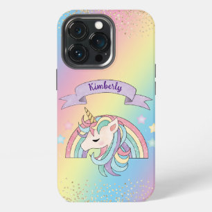 Einhorn & funkelnder Regenbogen mit goldenem Glitt iPhone 13 Pro Hülle