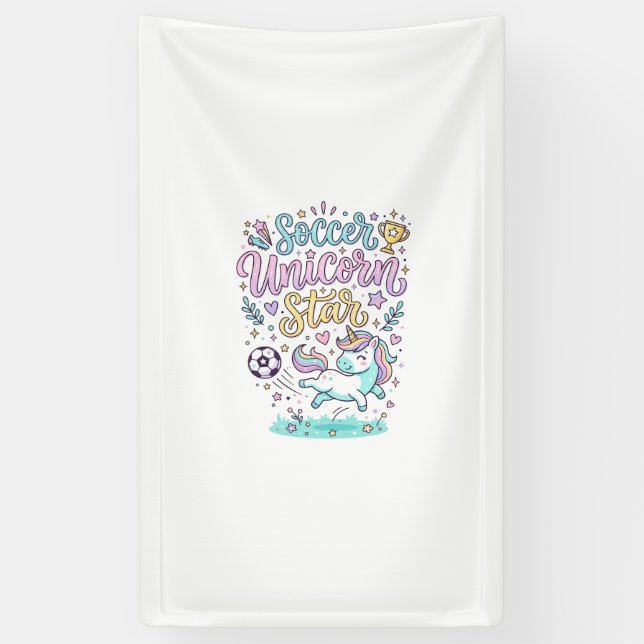 Einhorn Fußball Einhorn Stern Süß Banner (Vertikal)