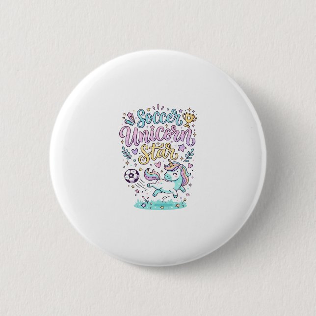 Einhorn Fußball Einhorn Stern Süß Button (Vorderseite)
