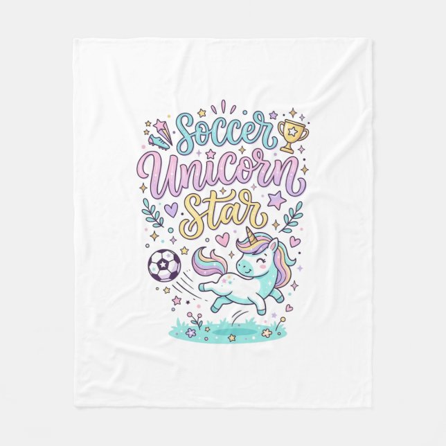 Einhorn Fußball Einhorn Stern Süß Fleecedecke (Vorderseite)