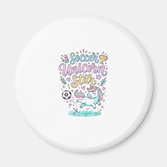 Einhorn Fußball Einhorn Stern Süß Magnet (Vorne)