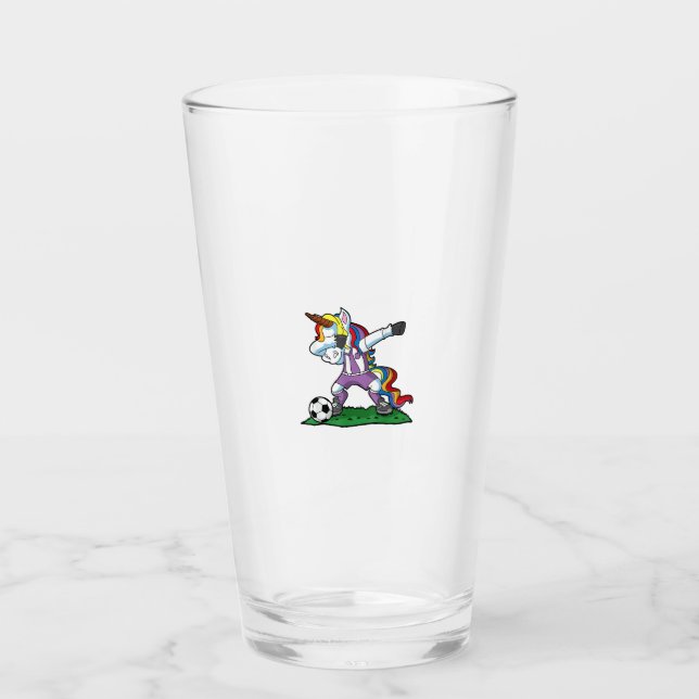 Einhorn-Fußballmädchen Damen-Team-Trainer-Geschenk Glas (Vorderseite)