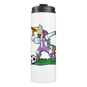 Einhorn-Fußballmädchen Damen Team Trainer Geschenk Thermosbecher