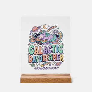 Einhorn Galactic Tagträumer Kawaii Aufkleber und T Acrylschild