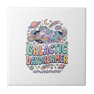Einhorn Galactic Tagträumer Kawaii Aufkleber und T Fliese