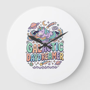 Einhorn Galactic Tagträumer Kawaii Aufkleber und T Große Wanduhr