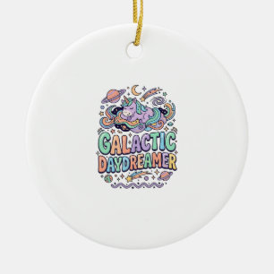 Einhorn Galactic Tagträumer Kawaii Aufkleber und T Keramik Ornament