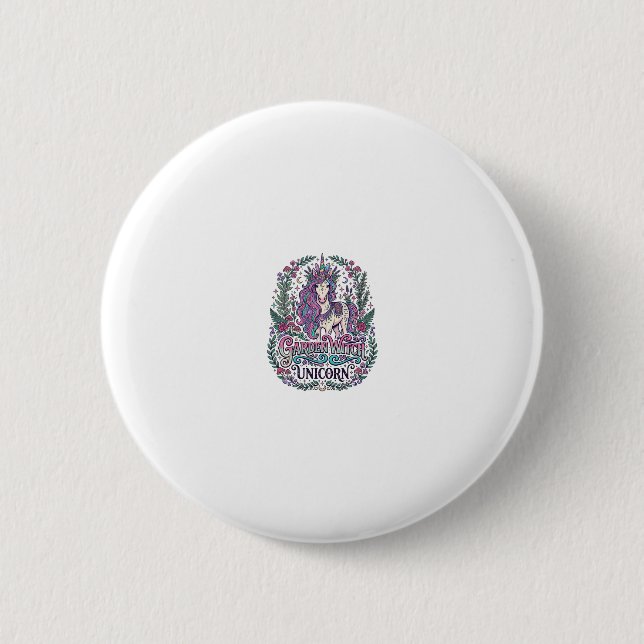 Einhorn-Garten-Hexe Einhorn Bunte Kleidung Grap Button (Vorderseite)