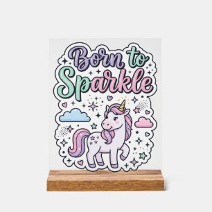 Einhorn, geboren, um Grafikdesign Merch Design zum Acrylschild