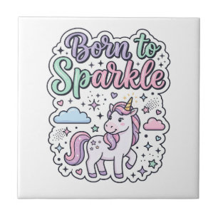 Einhorn, geboren, um Grafikdesign Merch Design zum Fliese