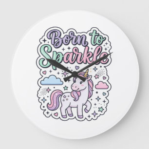 Einhorn, geboren, um Grafikdesign Merch Design zum Große Wanduhr
