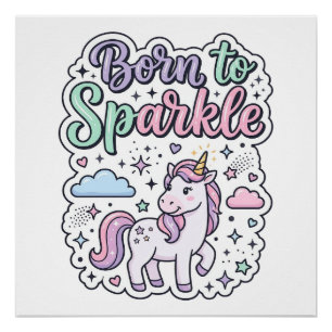 Einhorn, geboren, um Grafikdesign Merch Design zum Poster