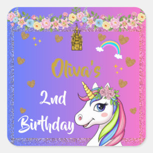 Einhorn Geburtstag Aufkleber Regenbogen Einhorn