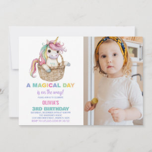Einhorn Geburtstag Einladung mit Foto