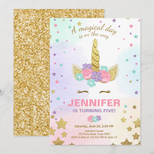 Einhorn Geburtstag Einladung Pink Gold Magical