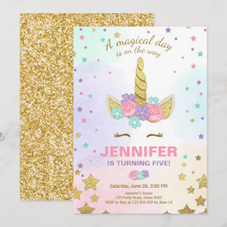 Einhorn Geburtstag Einladung Pink Gold Magical