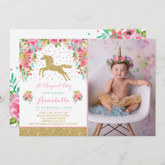 Einhorn-Geburtstags-Einladungs-Rosa-GoldEinhorn Einladung