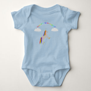 Einhorn Geburtstags-Fantasie mit Regenbogen und Wo Baby Strampler