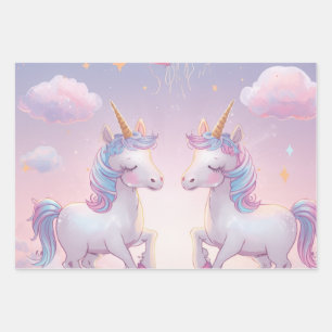 Einhorn-Geburtstags-Verpackungsblatt Magisch Geschenkpapier Set