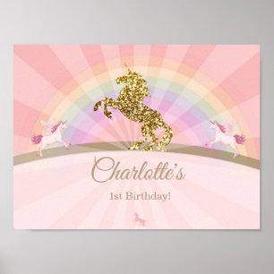 Einhorn-Geburtstagsbanner   Einhorn-Baby-Party Poster