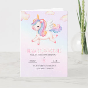 Einhorn-Geburtstagseinladung, Einhorn-Regenbogen-P Einladung