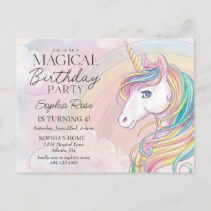 Einhorn Geburtstagseinladung, rosa Geburtstagspart Postkarte