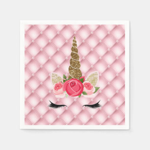 Einhorn-Geburtstagsfeier mit goldenem Glitter und  Serviette