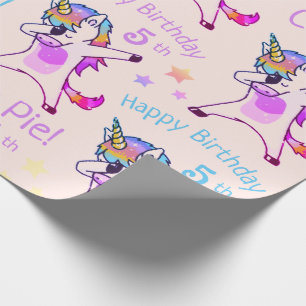 Einhorn-Geburtstagsfeier mit personalisiertem Name Geschenkpapier