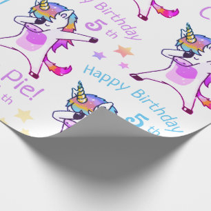 Einhorn-Geburtstagsfeier mit personalisiertem Name Geschenkpapier